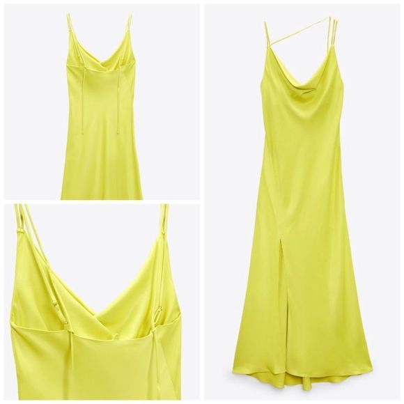 ZARA Neon Yellow Strappy Maxi Dress || SZ S - Picture 3 of 17